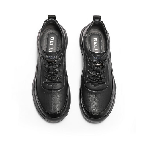 Belle Thick Soled Casual Shoes Men's Shopping Mall Lace-Free Business Sneakers 8HN01AM4 Black Velvet Lining 40