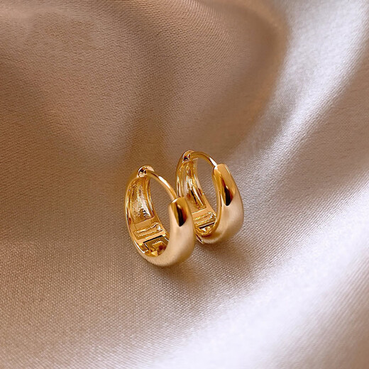 DL 1998 Fat Donglai same style 18k gold earrings hoop French plain hoop earrings for women light luxury 2025 new au750 gold earrings 18k gold French earrings