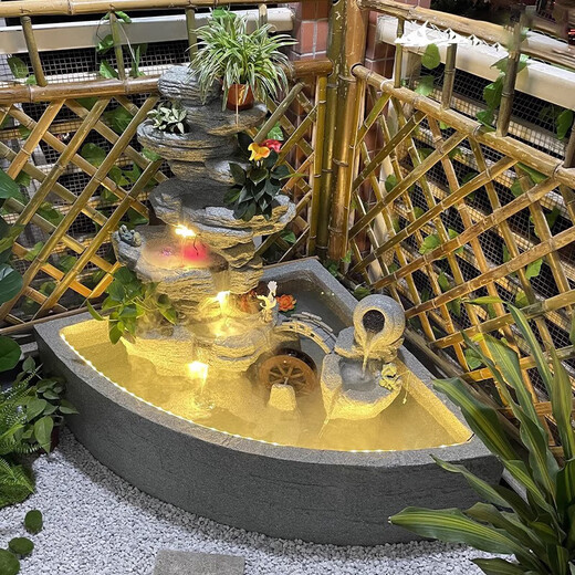 Lisa [chinesischer Innenhof] Balkon Rockerie fließender Wasserbrunnen befeuchtete Feng Shui Rad Fischteich Landschaftsbau Dekoration 5009 Mittellüfterform