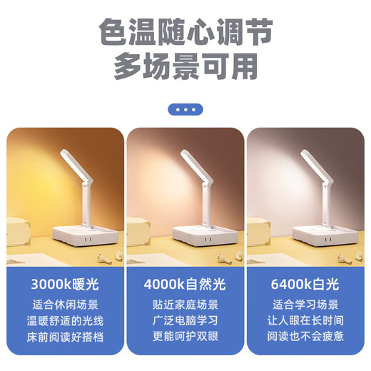 Aleleke all-in-one folding smart voice desk lamp socket USB + power strip two-in-one 180 folding dimming, bedside/desk/office lighting charging butler