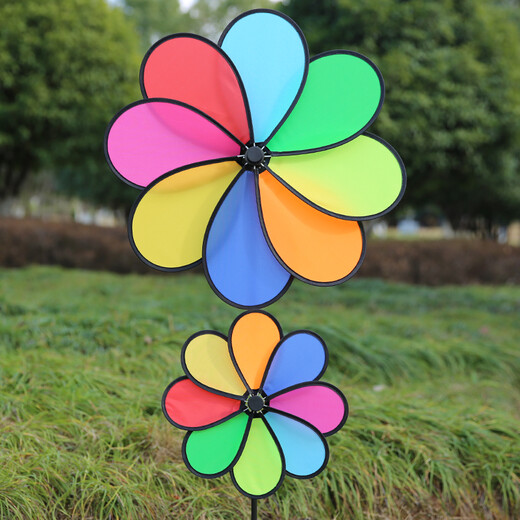 Tissu arc-en-ciel du moulin à vent en huit couleurs grand moulin à vent de la maternelle immobilier activité pittoresque accessoires extérieurs décoration petits jouets 25cm