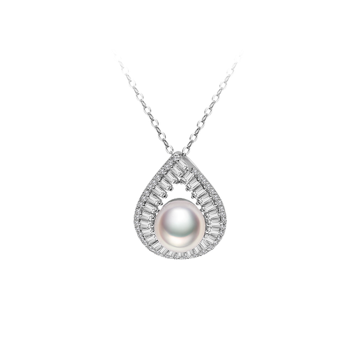 Luoyi Jewelry akoya seawater pearl necklace 8-9mm round pendant cold white light temperament clavicle chain love