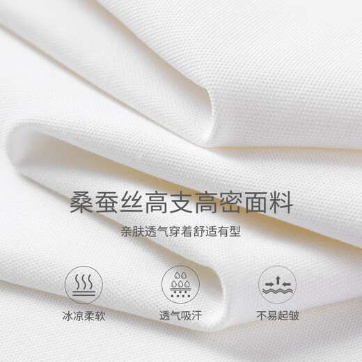 与狼共舞【含桑蚕丝】圆领短袖T恤男2025夏季新款刺绣凉感透气打底短t6623 本白803 S (165)