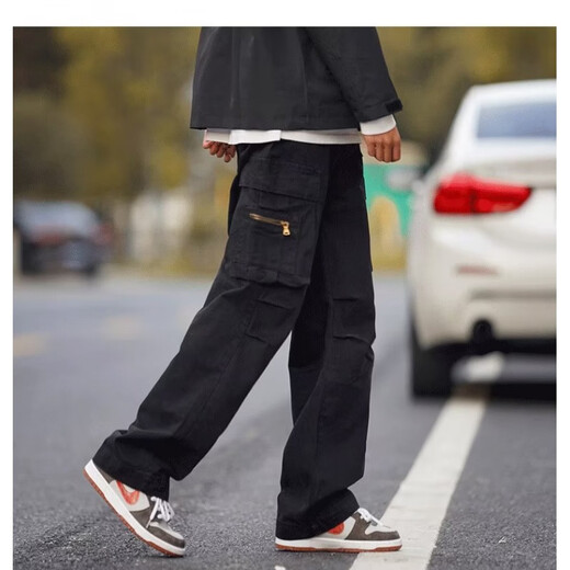 POUM men's autumn and winter long pants men's trendy brand 2025 new overalls men's vibe style straight casual pants men SM-DS19 dark gray 2XL 135-150Jin Jin is equal to 0.5kg The size is too small. It is recommended to take a larger size