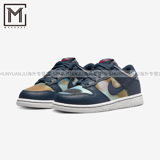 耐克（NIKE）DUNK海军蓝扎染涂鸦复古休闲板鞋童鞋DM1048-400 花色(DM1048-400) 19.5 US4C=10CM