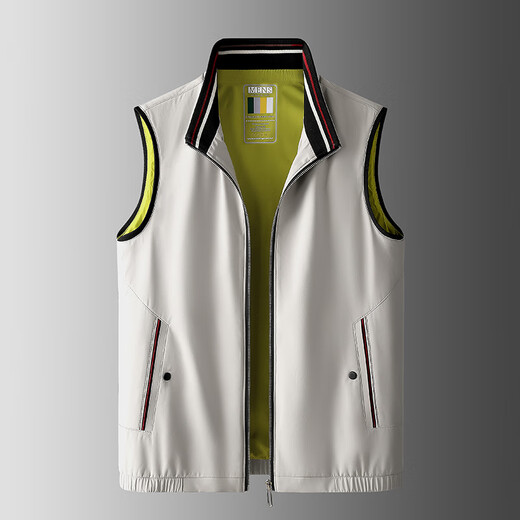 Gu Qian Chaqueta de chaleco para hombres de alta calidad Spring and Autumn Business Vest Vest de lujo Chaleco de lujo Bloqueo de color Mensilización Ejecutivo Clip Dark Blue XL