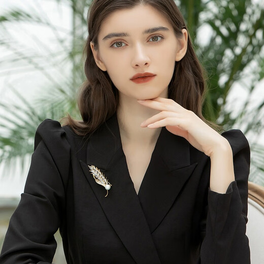 SENDME Wheat Ear Brooch Women's High-end Corsage Suit Pin Fashion Accessories Birthday Gift for Girlfriend Wheat Ear Brooch