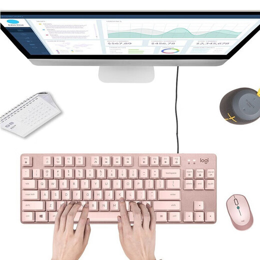 Logitech K835 Wired Mechanical Keyboard Set Office E-Sports-Desktop-Laptop 84 Taste Tragbare Tastatur K835 Mechanische Tastatur Pink