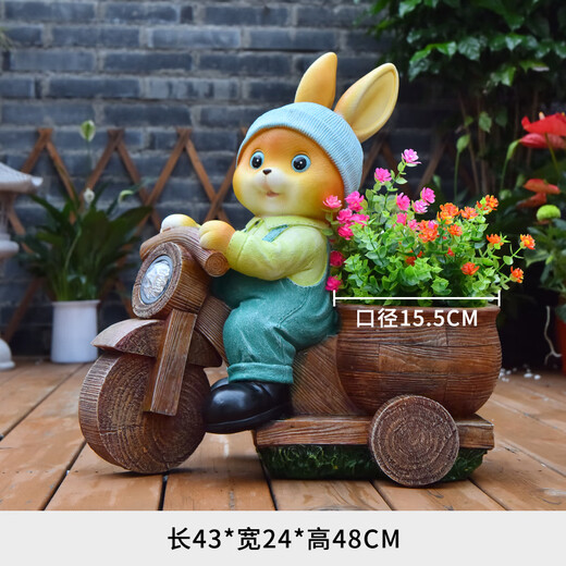 Yimingyuan Garden Decorative Courtyard Ornaments Outdoor Cartoon Rabbit Flowerpot Park Lawn Creative Simulation Animal Landscape Sculpture H20527