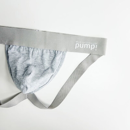 MEN UNDERWEAR PUMP! Men's underwear, sexy double underwear, men's cotton low-waist, breathable butt-lifting thong, no need to take off, sports and fitness, medium gray 1 piece L