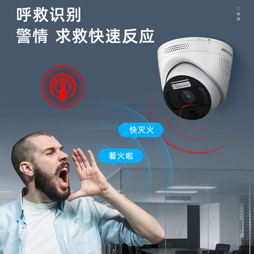 HIKVISION Hikvision surveillance camera 4 million 2K full color night vision high temperature alarm AI value detection mobile phone direct connection cable power supply economic version VN24-P(B) 4MM