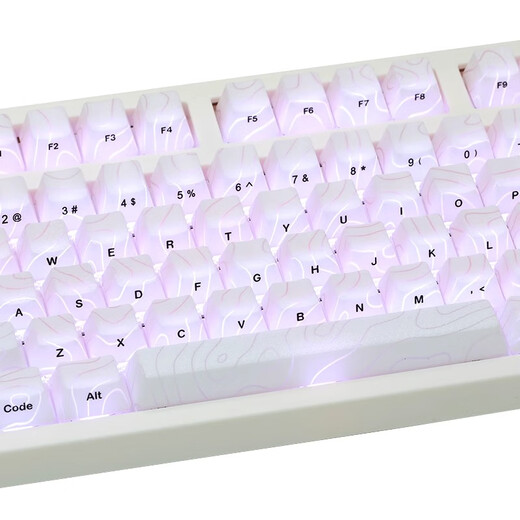 腹灵MK870pro白色等高线侧刻无线腹灵机械键盘客制化套件87键游戏 pro珍珠白 白色等高线【单模】 红轴【手感顺滑】
