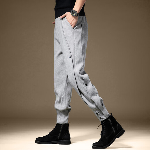 Soul-Yuan American functional casual pants for men's spring and autumn sports hoodies trendy spliced ​​harem pants with Martin boots White [regular] 2XL [180-200Jin [Jin equals 0.5 kg]] loose version