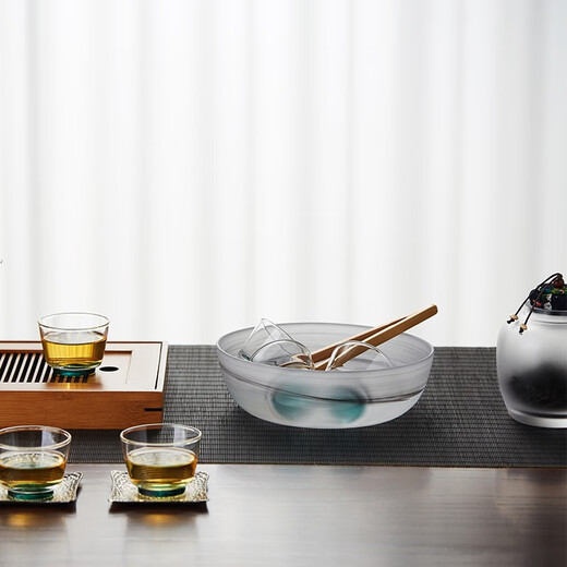 美斯尼玻璃茶洗大号水孟家用水洗杯洗笔洗茶渣缸干泡茶具茶道配件 雾隐茶洗 1050ml