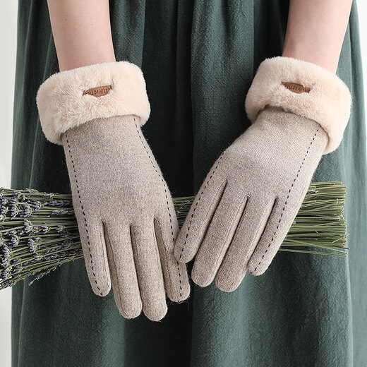 Reuitusen Frauenhandschuhe für Winter niedliche Reitwärme plus Samt verdickte Fahrkaschmir -Winterhandschuhe Touchscreen Herbst und Winter N719 Grau gleich Größe