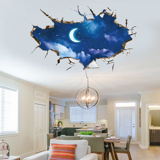 Jingeyu Universe Starry Sky Ceiling Sticker Planet Universe Space 3D Three-dimensional Wall Sticker Living Room Ceiling Wall Bedroom Creation Moon Night Starry Sky 9227 Big