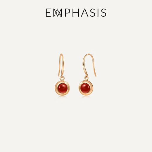 Chow Sang Sang's brand EMPHASIS series 18K gold carnelian earrings 91238E