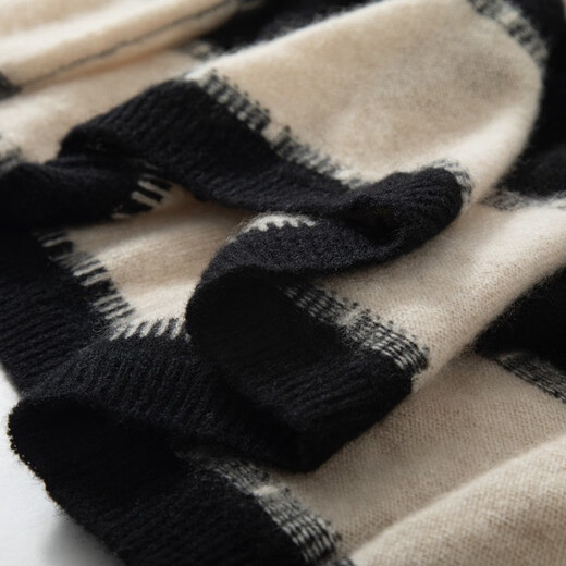 Pash Cashmere Sweater Women's 100% Cashmere Autumn and Winter V-neck Single Yarn Loose Striped Knitted Sweater TY-3134 Green Velvet + Black One Size