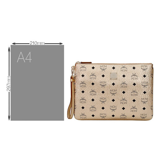 MCM unisex fashionable gold artificial leather hand-held envelope bag gold
