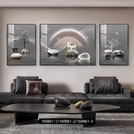 Sofa background wall decoration painting living room hanging painting elk triple painting mural atmospheric wall painting oil canvas ps K11972 30*40 left and right 60*40