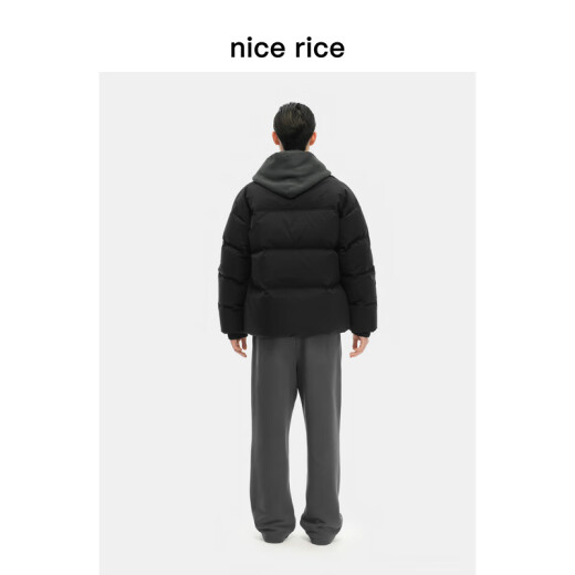 nice rice好饭   400G全棉毛圈绒底做旧宽松卫裤NGD12048 深灰色（400G） L