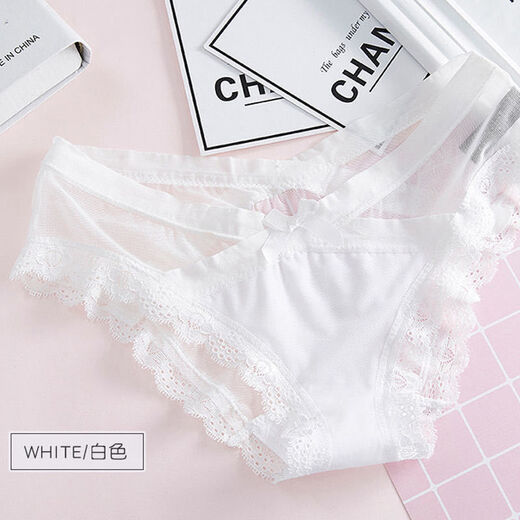 Newcomer gemacht Bow Girls Unterwäsche täglich niedrige Taille komfortable Netz transparente Kreuzspitze atmungsaktive Unterwäsche sexy reine weiße 1-köpfige Einzelgröße [Empfohlen 80-125 Jin [Jin gleich 0,5 kg]]