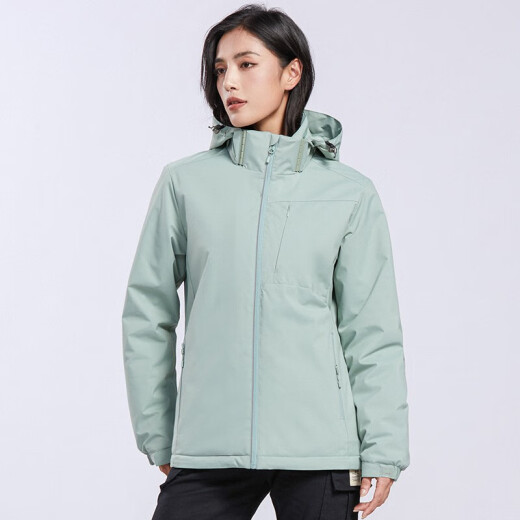 西域骆驼（VANCAMEL）加绒风衣外套男女韩版防风保暖单层软壳冲锋衣工装风夹克文艺上衣 9930S抹茶绿-女【纯色】 L