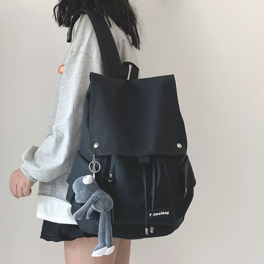 法德陆 书包女高中大学生日系ins潮牌工装大容量双肩包女休闲旅行背包男 taimei718灰色+青蛙 XXS-4