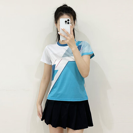 DUBLS新款羽毛球服男女短袖速干衣运动套装透气比赛训练服队服定制印号 G701B女白色+303黑裙裤 XL