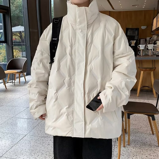 Poke Lingge cotton jacket for boys winter new American fashion brand stand collar thickened cotton jacket loose warm cotton jacket black XL 125-145Jin Jin is equal to 0.5 kg