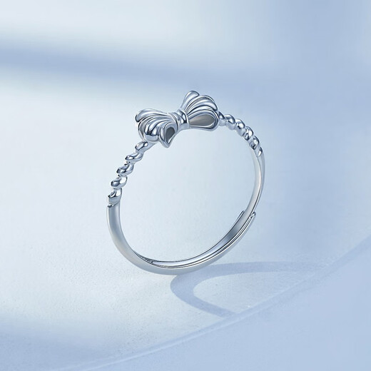 Mengjinyuan PT950 platinum ring fugitive princess bow open ring, birthday gift for girlfriend, about 2.1g