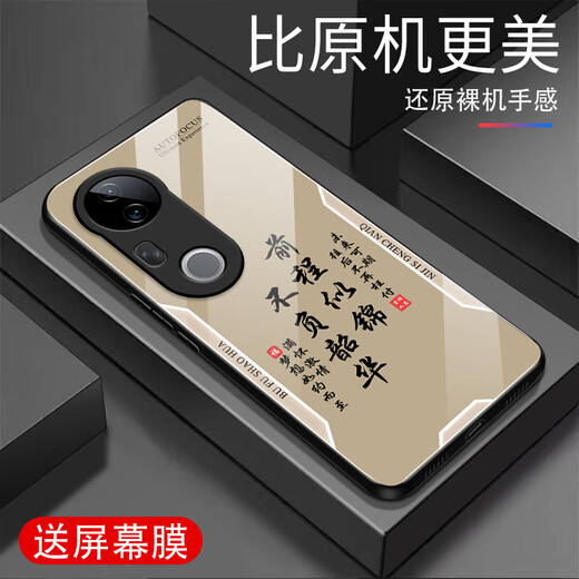 甄沛适用vivoS20Pro手机壳屏幕手机膜防摔钢化玻璃全包边超薄硬壳软框男镜头保护壳平安喜乐文字S20Pro 平安喜乐【流沙黄G7170】 vivoS20Pro【赠膜】