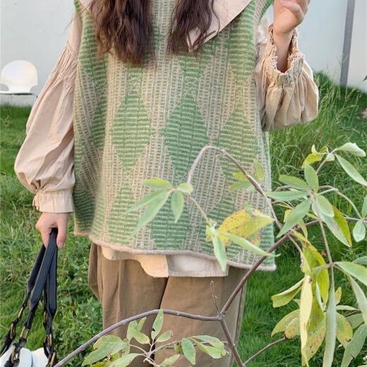 FHHUABD毛线马甲针织背心女2023秋冬款大码胖mm学院风坎肩外穿宽松洋气外 黑色9901单件毛衣好 5XL 码200-230斤