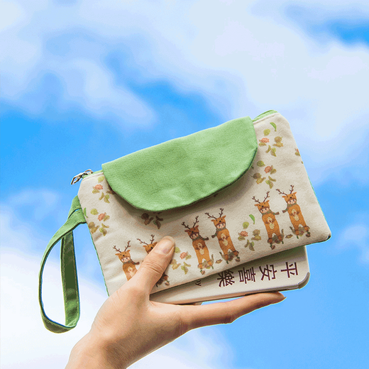 Tuzun (kingtrip) 2025 Chinese Valentine's Day large screen mobile phone coin purse female forest art student hand bag cute zipper mobile phone bag Xiaolu