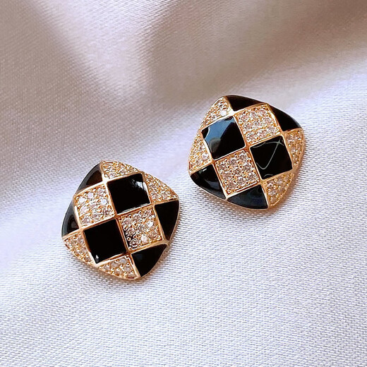 Danbi temperament black earrings 2024 new unique niche earrings light luxury high-end silver earrings for ear piercing black temperament earrings