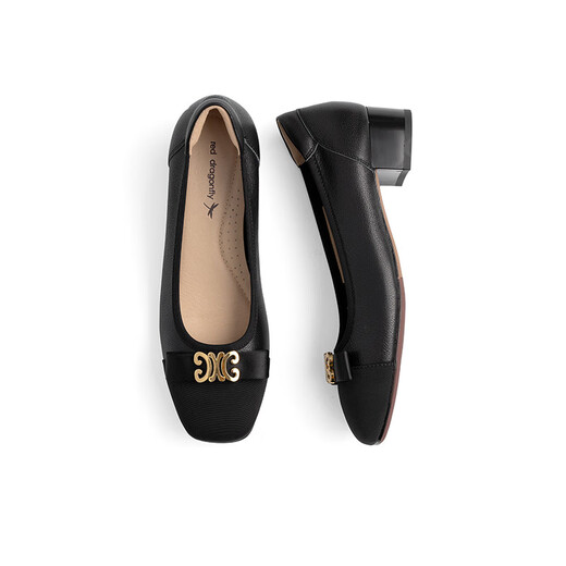 Red Dragonfly Women's Singles Shoes New Small Small Fabor Light Bozo Color Bundle Tacón grueso para mujer Zapatos de perros Camas de mujer WGB12056 Negro 40