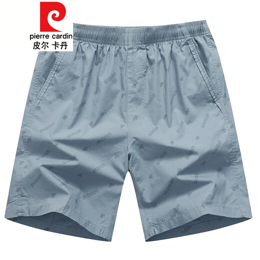 皮尔卡丹（pierre cardin）夏季全棉短裤男5分宽松大码外穿大裤衩印花休闲五分沙滩中裤薄款 豆绿色9215 L