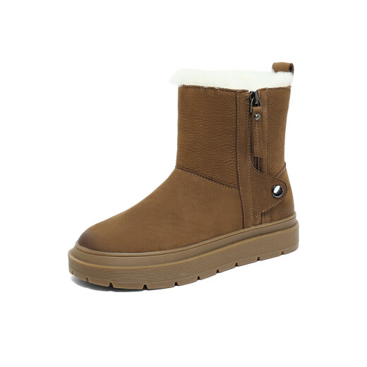 Senda Sweet Snow Stiefel Frauen Winter Neues Einkaufszentrum gleiche Cowhide komfortable und warme Outdoor -Stiefel Sue01dd3 Brown 35