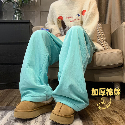 PTAT直筒宽松慵懒风棉裤子男冬季加厚东北外穿休闲裤松弛感穿搭保暖裤 K9901JR深咖色 M