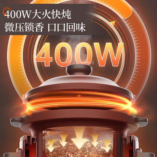 Midea Electric Stew Pot Health Pot 4/5L Large Capacity Nandu Pottery Cauldron Ceramic Soup and Porridge Electric Casserole Home Reservation Fully Automatic 5L Capacity DGE5052 5L