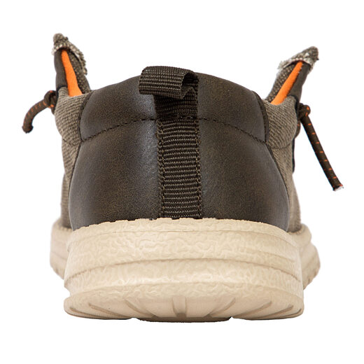 Deer Stags boys' casual sneakers, lightweight and comfortable elastic shoelaces, canvas fabric Olive/Orange 6 Big Kid