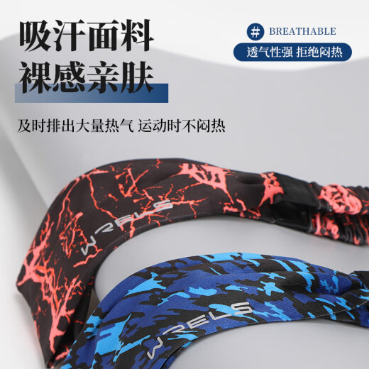 WRELS户外运动宽发带跑步篮球健身吸汗防滑头带个性印花街舞男女束发带 素描蓝