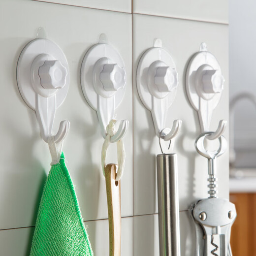 Meike electrostatic film hook bathroom clothes wall glass vacuum air force traceless magic suction cup hook 4 pieces 4 pieces 1049 white double hook glue-free static