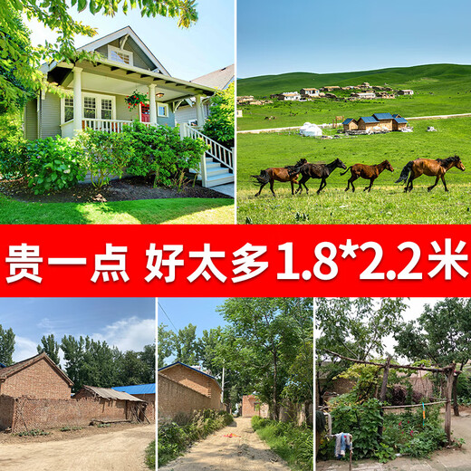 尤克达帝直播背景布3d立体 高清 农村风景直播背景布3d立体直播背景 GX-9192加厚无纺布宽2.2*高1.8M