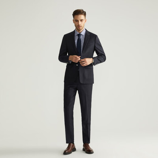 HECHTER Suit Shopping Mall Same Style Business Formal Men's 100% Wool Suit DX11601 Dark Sapphire Blue (Top) 52