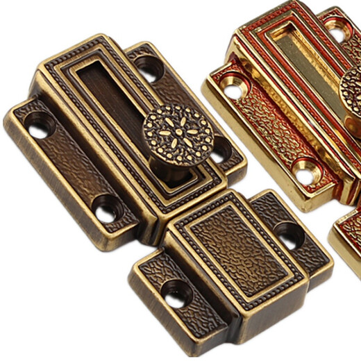 Yuruo copper latch lock European style antique copper exposed latch small wooden door door door window door buckle door bolt anti-theft white modern brushed silver