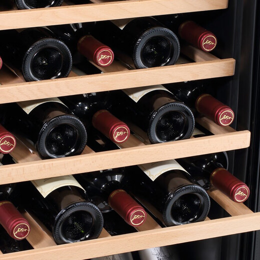 Bacchus wine cabinet double door 150 bottles thermostat cabinet commercial household tea champagne whiskey ice bar cabinet built-in wine storage living room refrigerator villa four temperature - left full wooden shelf + right hanging cup 416L