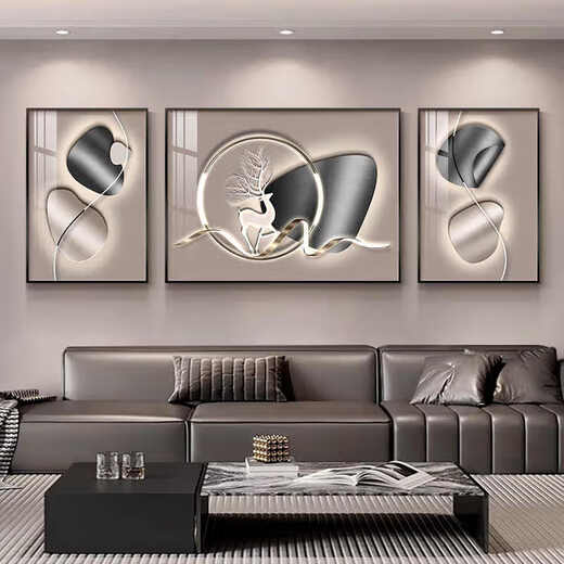
Aohan Light Luxury Living Room Decoration Painting Abstract Triptych Modern Simple Sofa Background Wall Hanging Painting Wall Atmospheric Wall Wall Painting JD14082 Left and right 40*60 80*60 Crystal porcelain aluminum alloy black frame