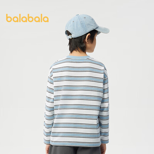 Balabala children's clothing boys' T-shirt children's 2025 spring new long-sleeved top striped shopping mall same style 202125100106