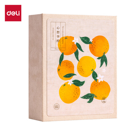 Deli Photo Album 5-inch 100-piece family photo album couple travel photo album commemorative album children's growth record book Orange style PQ856